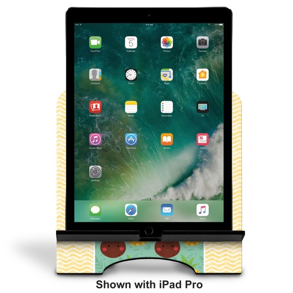 Pineapples and Coconuts Stylized Tablet Stand - Front with ipad