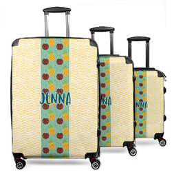 Pineapples and Coconuts 3 Piece Luggage Set - 20" Carry On, 24" Medium Checked, 28" Large Checked (Personalized)