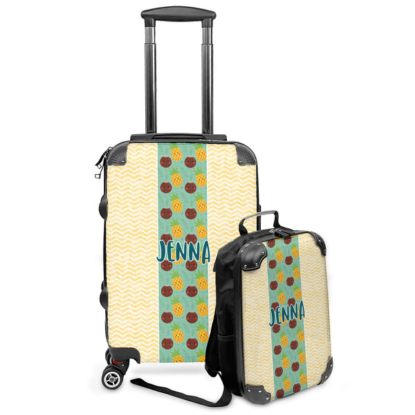 Custom Pineapples and Coconuts Kids 2-Piece Luggage Set - Suitcase & Backpack (Personalized)