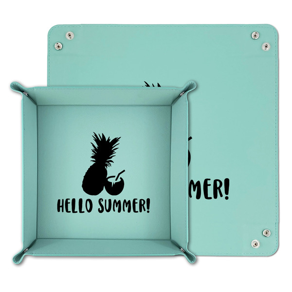 Pineapples and Coconuts Teal Faux Leather Valet Trays - PARENT MAIN