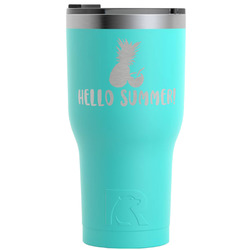 Pineapples and Coconuts RTIC Tumbler - Teal - Engraved Front (Personalized)