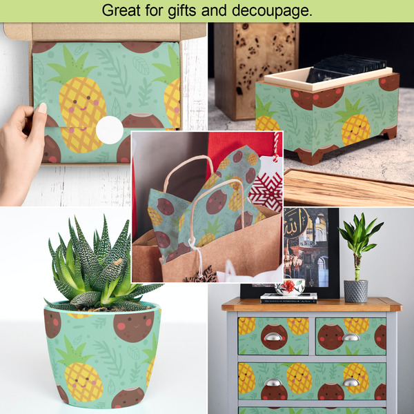 Pineapples and Coconuts Tissue Paper - In Use Collage