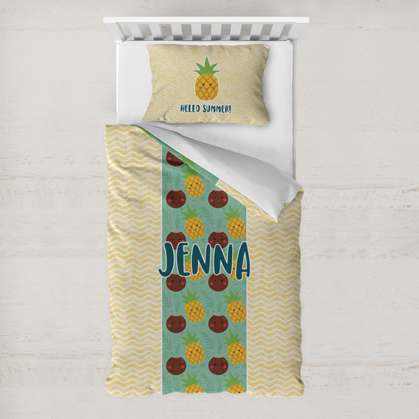 Custom Pineapples and Coconuts Toddler Bedding Set - With Pillowcase (Personalized)