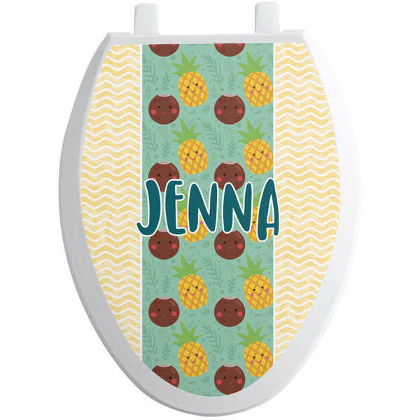 Custom Pineapples and Coconuts Toilet Seat Decal - Elongated (Personalized)