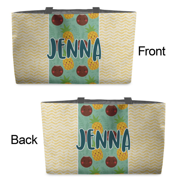 Pineapples and Coconuts Tote w/Black Handles - Front & Back Views