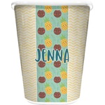Pineapples and Coconuts Waste Basket - Double Sided (White) (Personalized)