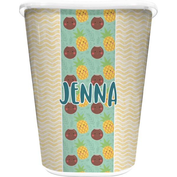 Custom Pineapples and Coconuts Waste Basket - Single Sided (White) (Personalized)