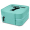 Pineapples and Coconuts Travel Jewelry Boxes - Leather - Teal - View from Rear