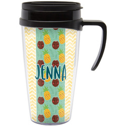 Pineapples and Coconuts Acrylic Travel Mug with Handle (Personalized)