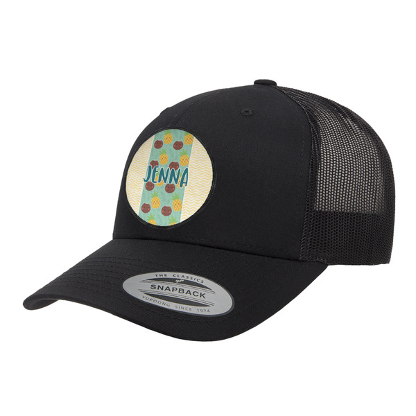 Custom Pineapples and Coconuts Trucker Hat - Black (Personalized)