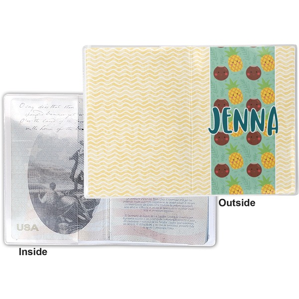 Pineapples and Coconuts Vinyl Passport Holder - Flat Front and Back