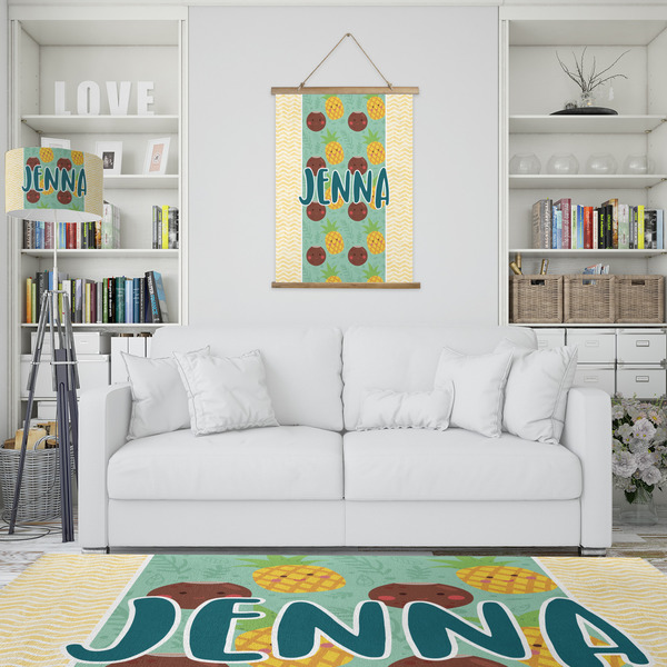 Pineapples and Coconuts Wall Hanging Tapestry - Portrait - IN CONTEXT