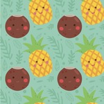 Pineapples and Coconuts Wallpaper & Surface Covering (Water Activated 24"x 24" Sample)