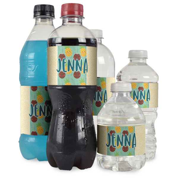 Pineapples and Coconuts Water Bottle Label - Multiple Bottle Sizes