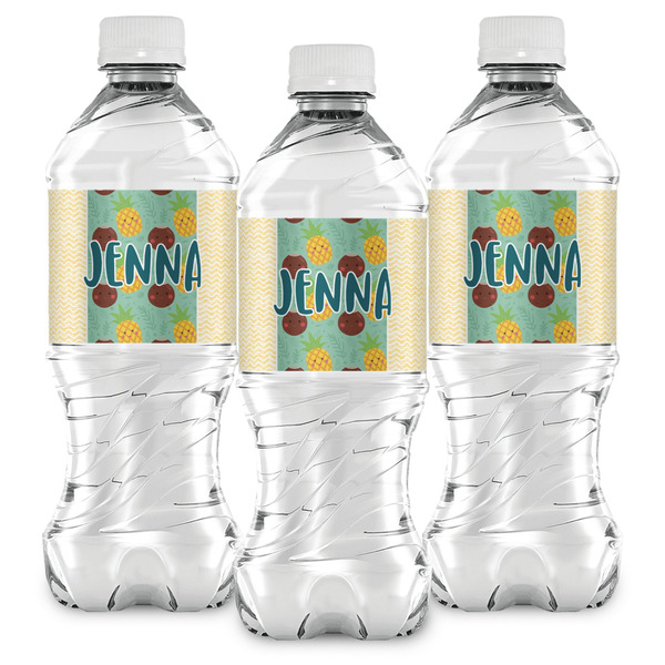 Pineapples and Coconuts Water Bottle Labels - Front View