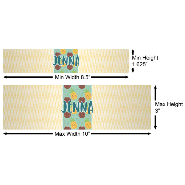 Pineapples and Coconuts Water Bottle Labels w/ Dimensions