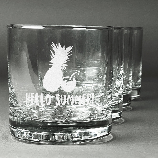 Custom Pineapples and Coconuts Whiskey Glasses (Set of 4) (Personalized)