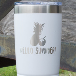 Pineapples and Coconuts 20 oz Stainless Steel Tumbler - White - Single Sided (Personalized)