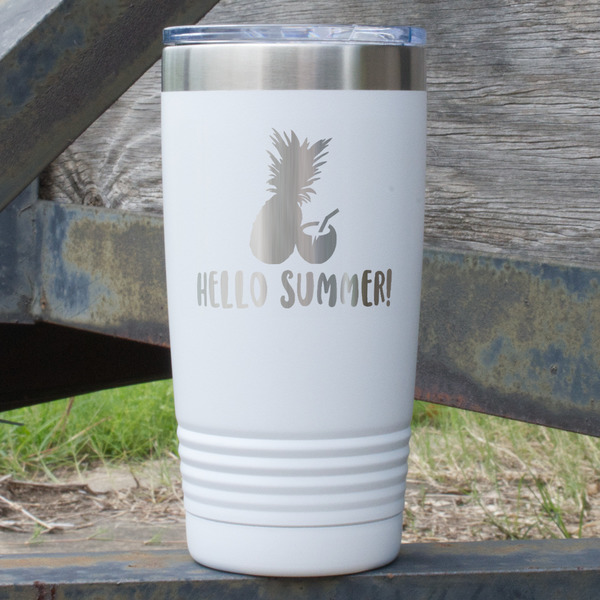 Custom Pineapples and Coconuts 20 oz Stainless Steel Tumbler - White - Single Sided (Personalized)