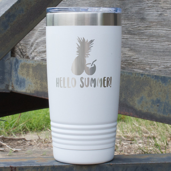 Custom Pineapples and Coconuts 20 oz Stainless Steel Tumbler - White - Double Sided (Personalized)