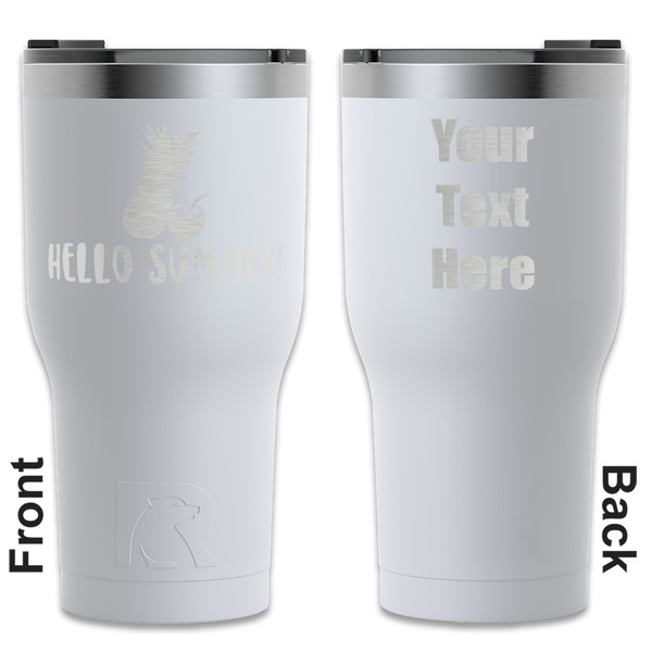 Custom Pineapples and Coconuts RTIC Tumbler - White - Engraved Front & Back (Personalized)