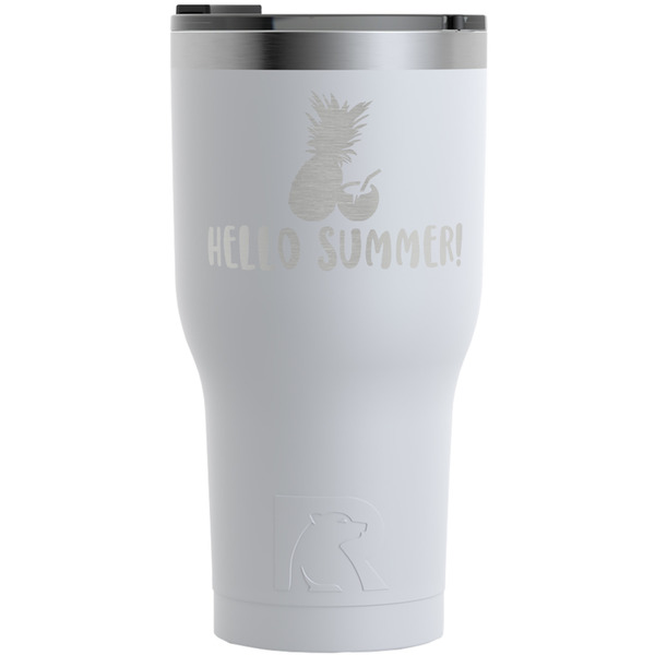 Custom Pineapples and Coconuts RTIC Tumbler - White - Engraved Front (Personalized)