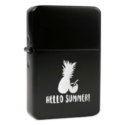 Pineapples and Coconuts Windproof Lighter - Black - Double Sided & Lid Engraved (Personalized)