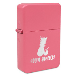 Pineapples and Coconuts Windproof Lighter - Pink - Double Sided & Lid Engraved (Personalized)