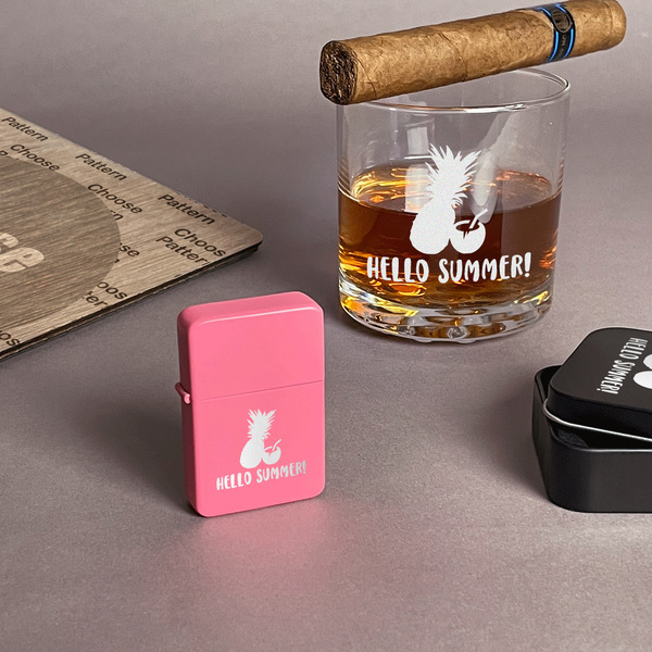 Pineapples and Coconuts Windproof Lighters - Pink - In Context