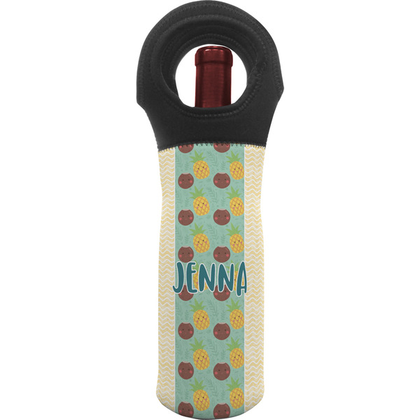 Custom Pineapples and Coconuts Wine Tote Bag (Personalized)