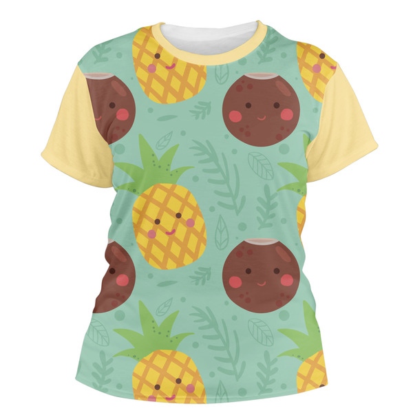 Custom Pineapples and Coconuts Women's Crew T-Shirt - Medium