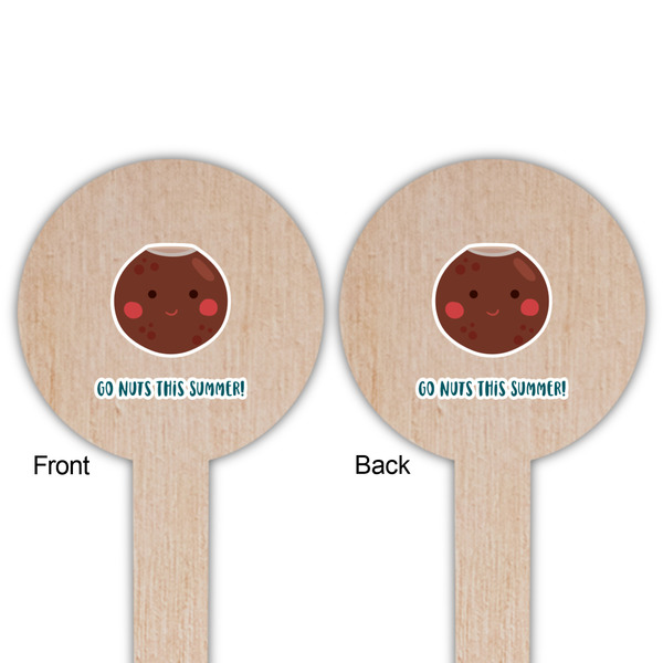 Pineapples and Coconuts Wooden 6" Food Pick - Round - Double Sided - Front & Back