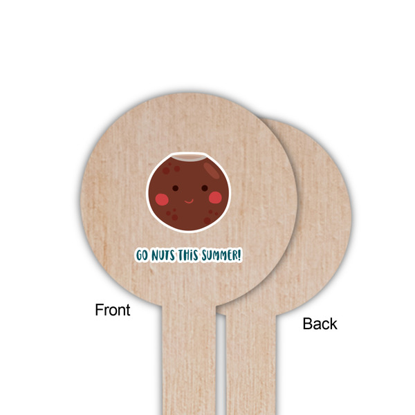 Pineapples and Coconuts Wooden 6" Food Pick - Round - Single Sided - Front & Back