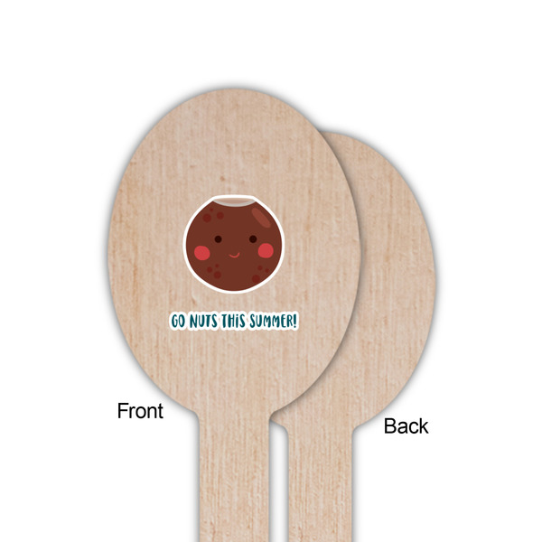 Pineapples and Coconuts Wooden Food Pick - Oval - Single Sided - Front & Back