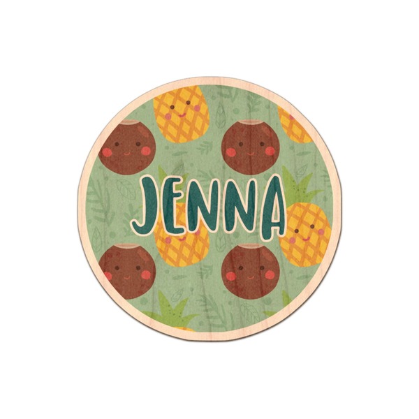 Custom Pineapples and Coconuts Genuine Maple or Cherry Wood Sticker (Personalized)