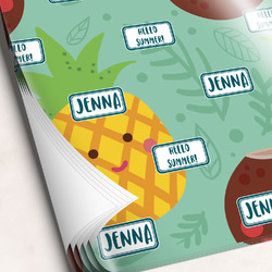 Pineapples and Coconuts Wrapping Paper Sheets - Single-Sided - 20" x 28" (Personalized)