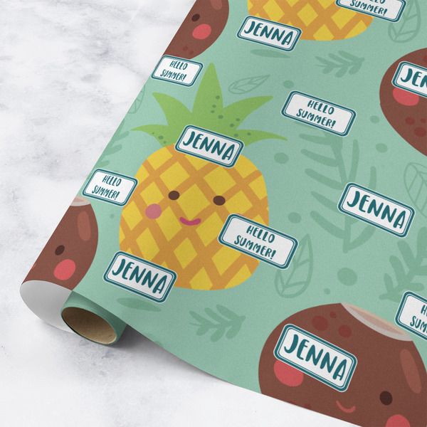 Custom Pineapples and Coconuts Wrapping Paper Roll - Medium - Matte (Personalized)
