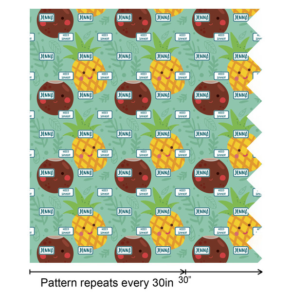 Pineapples and Coconuts Wrapping Paper Roll - Satin - Partial Roll