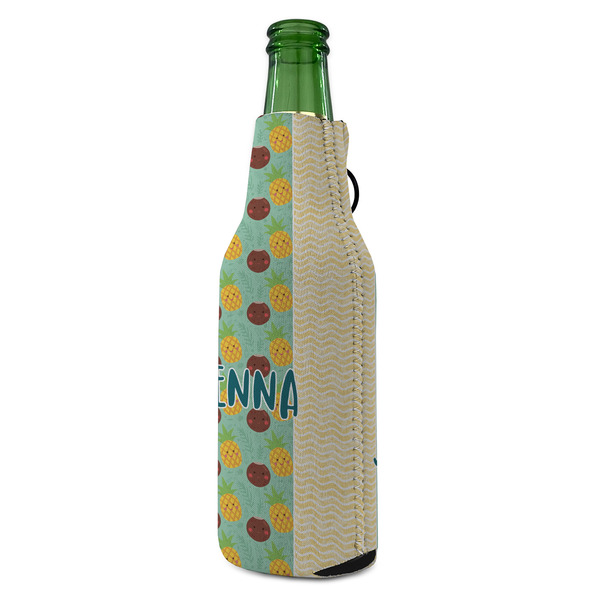 Pineapples and Coconuts Zipper Bottle Cooler - ANGLE (bottle)