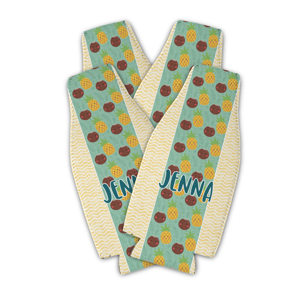 Pineapples and Coconuts Zipper Bottle Cooler - Set of 4 - PARENT MAIN (flat)