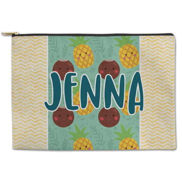 Custom Pineapples and Coconuts Zipper Pouch - Large - 12.5"x8.5" (Personalized)
