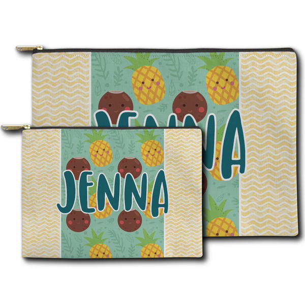 Pineapples and Coconuts Zippered Pouches - Size Comparison