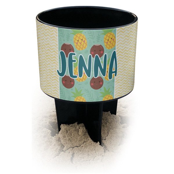 Custom Pineapples and Coconuts Black Beach Spiker Drink Holder (Personalized)