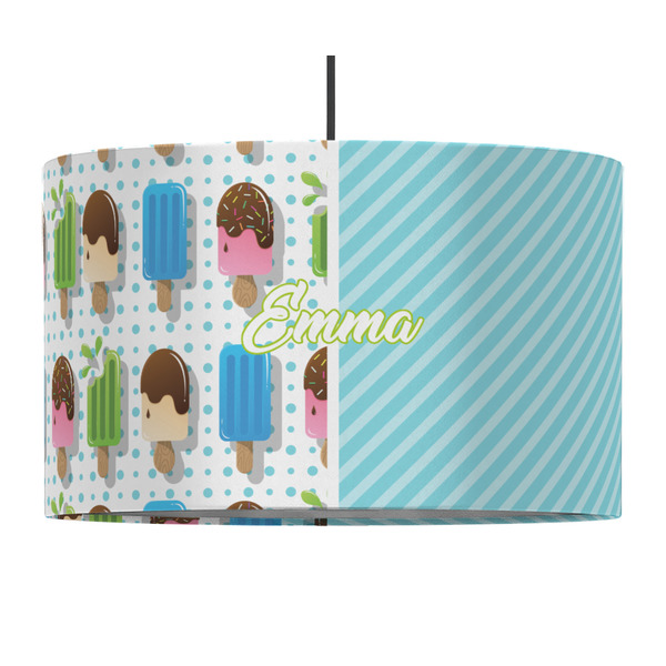Custom Popsicles and Polka Dots 12" Drum Pendant Lamp - Fabric (Personalized)