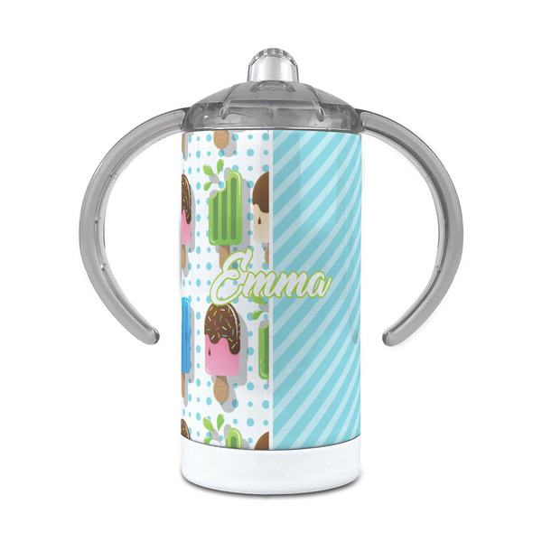Custom Popsicles and Polka Dots 12 oz Stainless Steel Sippy Cup (Personalized)