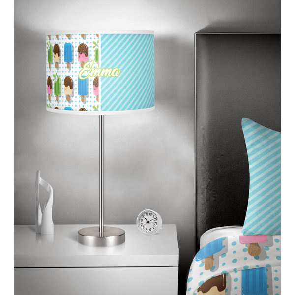 Popsicles and Polka Dots 13 inch drum lamp shade - in room