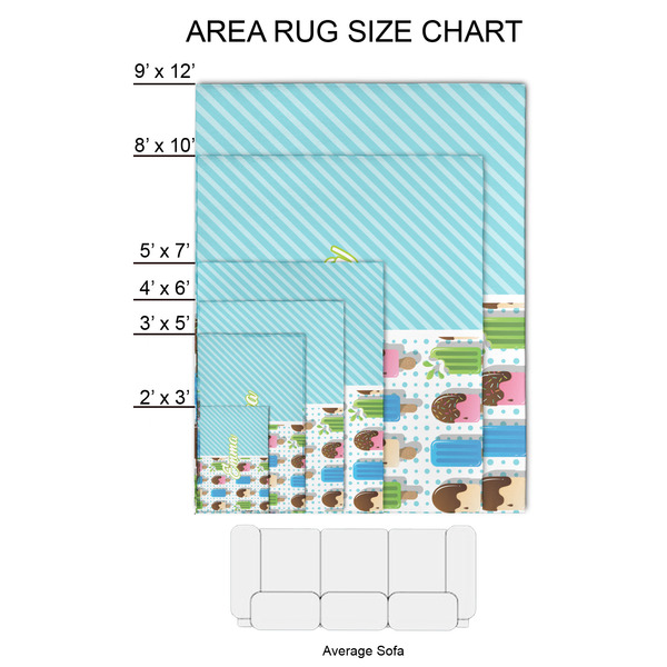 Popsicles and Polka Dots 2'x3' Indoor Area Rugs - Size Chart