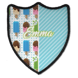 Popsicles and Polka Dots Iron On Shield Patch B w/ Name or Text