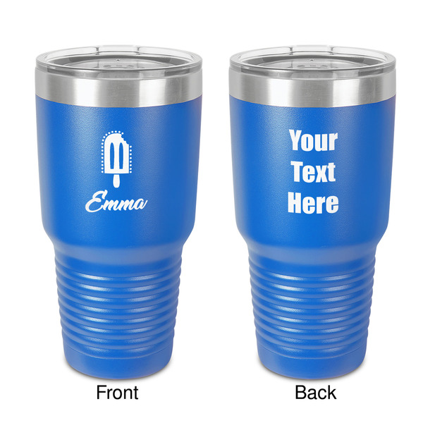 Custom Popsicles and Polka Dots 30 oz Stainless Steel Tumbler - Royal Blue - Double-Sided (Personalized)