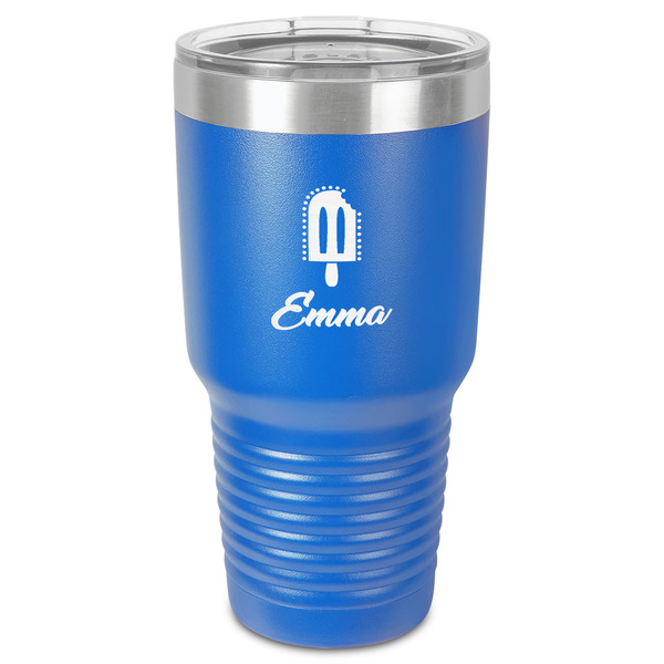 Custom Popsicles and Polka Dots 30 oz Stainless Steel Tumbler - Royal Blue - Single-Sided (Personalized)